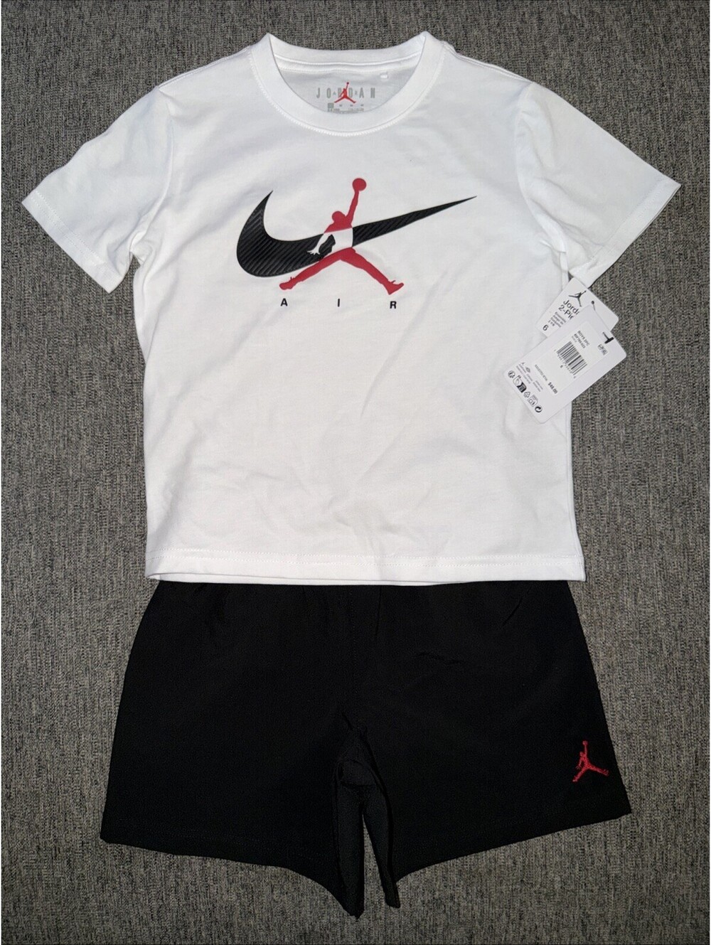 Jordan 2-Pc Set Boys Size 6 Black/White/University Red 85F760-023 New